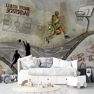 <span class=keywords><strong>Papier</strong></span> <span class=keywords><strong>peint</strong></span> autocollant de <span class=keywords><strong>papier</strong></span> <span class=keywords><strong>peint</strong></span> auto-adhésif de basket-ball pour chambre de garçon - Product Image 3