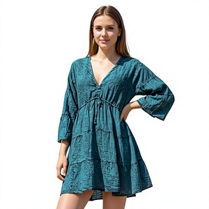 Vestido Mini de Algodón Ecológico de Moda para Mujer, Estilo Vintage Casual de Verano, Ligero y Fluido, Cintura Natural, Transpirable - Product Image 6