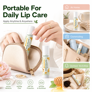 Bálsamo Labial Humectante con Protección Solar SPF30, Último Modelo, Suavizante, Hidratante, Repara Labios Secos y Agrietados, Sensibles, con Péptidos PDRN y Miel - Product Image 5
