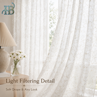 Rideau Voilage Floral Personnalisé Blanc Léger pour Salon et Chambre à Coucher – Décoration de Fenêtre
