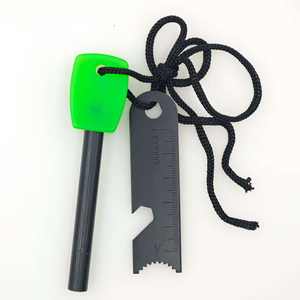 Allume-feu en bâton de magnésium 95 mm x 8 mm avec ouvre-bouteille, outil de survie en plein air, noir, orange, vert - Product Image 5