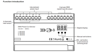 Gradateur LED Triac AC 4 canaux sur rail <span class=keywords><strong>DIN</strong></span> SR-2108AC-4CH-<span class=keywords><strong>DIN</strong></span> - Product Image 2