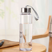 Botol Kaca Borosilikat Tahan Panas Bebas BPA dengan Tutup Bambu Ramah Lingkungan Cangkir Air Kaca yang Dapat Digunakan Kembali dengan Tali untuk Kembali ke Sekolah