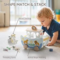 Jouet en bois Montessori Magicolor DIY Arche de Noé - Jeu éducatif de tri de formes d'animaux, peinture écologique pour Noël