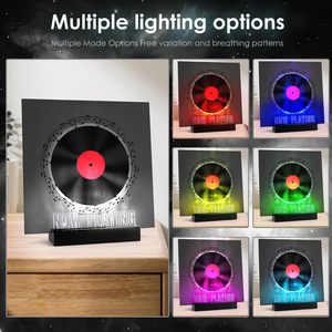 Bây giờ chơi Vinyl kỷ lục đứng ánh sáng lên bằng gỗ Album hiển thị chủ với Acrylic dấu hiệu đa màu LED Bây Giờ Quay hip hop - Product Image 2