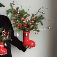 Vase en céramique en forme de botte, style Art déco moderne, pot de fleurs, décoration de table festive, anniversaire, fait à la main