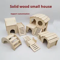 Maison en bois moderne pour hamster, avec lit rond, balançoire, balançoire à bascule, villa double étage, jouets et accessoires Golden Toys, toit en bois massif
