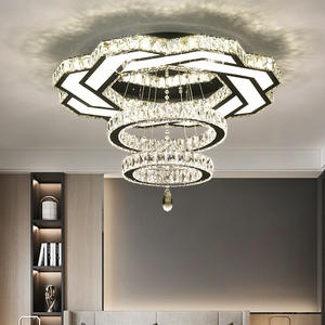 Offre Spéciale forme créative Lustre cercle suspendu lumière hôtel moderne luxe k9 plafonnier en cristal clair - Product Image 4