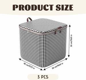 Large Pant Organize Bag Durable Handles Thick Fabric Storage Bag Bedroom Quilt <b>Clothes</b> <b>Box</b> for Blanket - Product Image 3