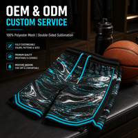 Shorts de basketball personnalisés en sublimation, imprimé Liquid Chrome Cyber Glitch, 100% polyester, maille épaisse