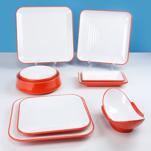 Rectangular <b>melamine</b> <b>plates</b> for hotels, restaurants, and commercial use (likely referring to imitation porcelain fried rice - Product Image 1