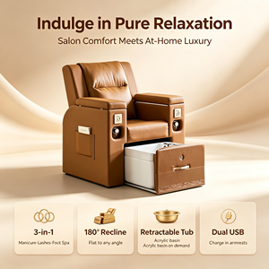 Fauteuil de pédicure électrique avec bain de pieds en cuir certifié CE pour salon de beauté, de manucure et de spa - Product Image 1