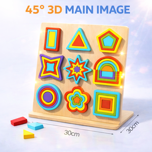 Puzzle Geometrico Colorato Montessori, Giocattoli in Legno Sensoriali per Bambini, Educazione Precoce, Giocattoli Educativi STEM per Bambini - Product Image 2