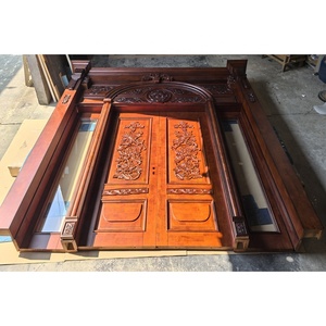 Cửa chính bằng gỗ chạm khắc kiểu mái vòm cổ điển, thiết kế châu Âu, sang trọng, làm từ gỗ sồi, dành cho biệt thự. - Product Image 3