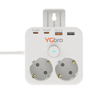 Strip daya PD 20W + QC 3.0 EU, Strip daya dengan stop kontak USB C 2 USB-A & 2 port USB-C PD 20w