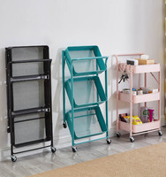 Chariot roulant métallique 3 niveaux, étroit, avec trous de drainage, roues pivotantes à 360°, organisateur de bureau multifonctionnel, étagère de rangement – Grande Vente