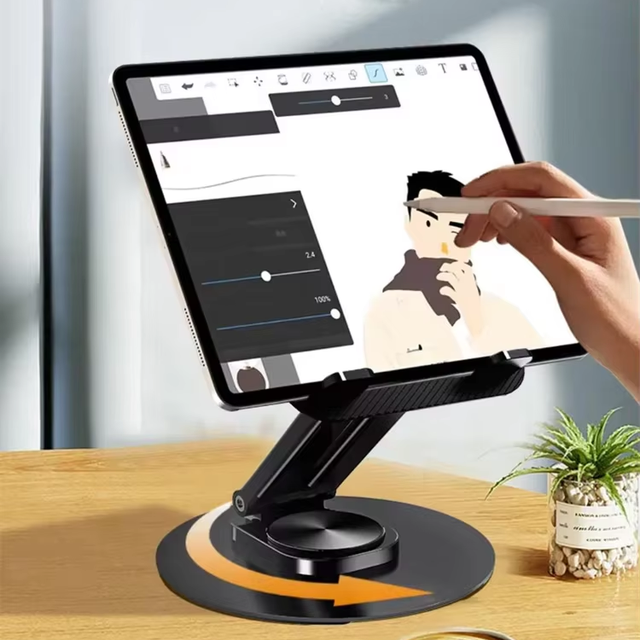 Great Roc A210 Metal Desk & Portable Phone/Tablet Holder with 360 Rotation Base Adjustable Height Compatible with All Tablets