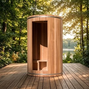 Sauna traditionnel en <span class=keywords><strong>bois</strong></span> massif pour l'extérieur, petit format, avec <span class=keywords><strong>poêle</strong></span>, construction facile, capacité 1 personne, pour appartement ou maison. - Product Image 1