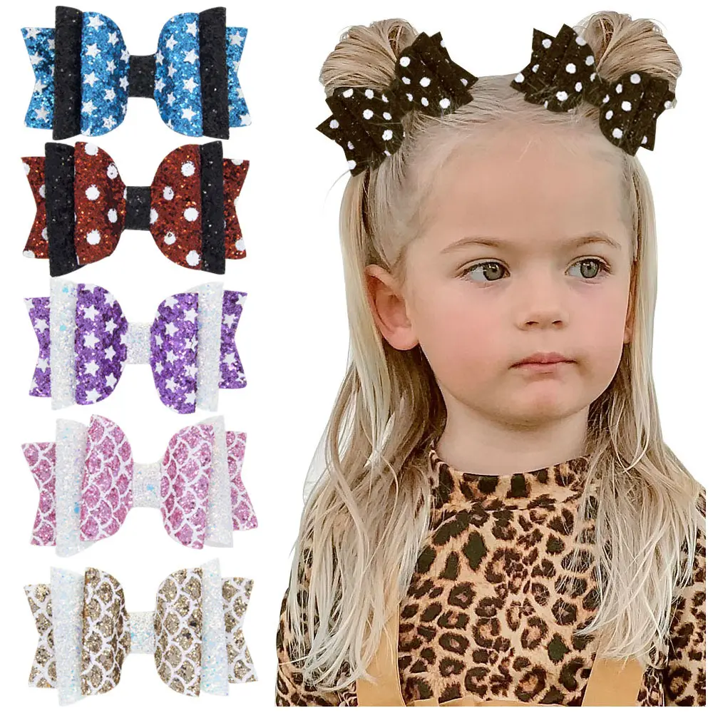 New Product Kids Hair Bow Accessories Sequined Swallowtail Hair Headdress Clips For Little Girls Cute princess Hair Barrettes Wi