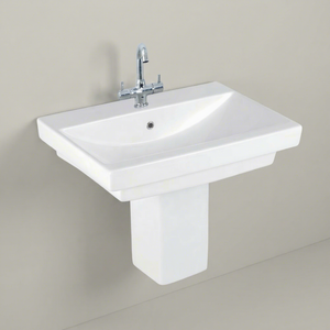 Lavabo en céramique moderne de style antique, demi-piedestal, rectangulaire, pour usage hospitalier, à poser sur le dessus - Product Image 3