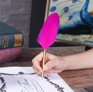 Toptan beyaz zanaat Quill kaligrafi kaz tüyü yazma için dolma kalem imza hediye düğün gelin duş parti kaynağı - Product Image 4