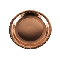 Vaisselle jetable de luxe en papier doré rose, assiettes de 9 pouces, gobelets de 9 oz et serviettes pour les fêtes de mariage, les remises de diplômes et les célébrations