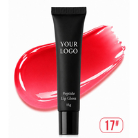20 Teintes Gloss à Lèvres Peptidique en Tube Noir, Marque Privée, Logo Personnalisé, Maquillage Végétalien, Vente en Gros, Repulpant, Nourrissant, Brillant, Longue Durée
