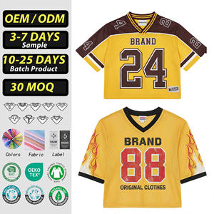 Camiseta de fútbol retro personalizada para hombre, estilo streetwear de verano, de poliéster estampado, tejido de malla, cuello en V, corte holgado y extragrande - Product Image 1