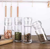 Moulin à sel et à poivre en verre de 80 ml et 100 ml, flacon vide avec bouchon à vis pour les assaisonnements de chef de cuisine de l'Himalaya