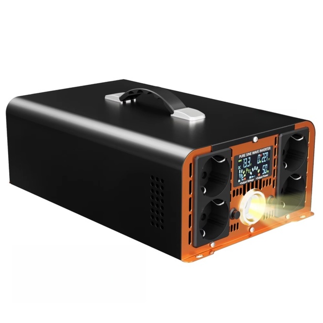 Pure Sine Wave Inverter DC to AC Single Output Suitable for Home Car and Compressor with LCD Display