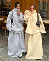 Ensembles de cordons islamiques d'hiver personnalisés pour femmes, hauts et jupes modestes, ensembles de 2 pièces pour le Ramadan et l'Aïd pour les musulmanes