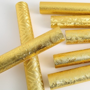 Alta qualità Design moderno PVC oro carta da parati rotoli Anti-statico giallo dorato <span class=keywords><strong>per</strong></span> il soffitto e decorazione della parete pannello di parete impermeabile - Product Image 5