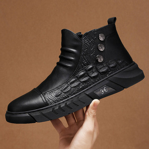 Bottes décontractées pour hommes - Nouveautés automne/<span class=keywords><strong>hiver</strong></span> - Bottes tendance à tige haute - Imperméables - Antidérapantes - Résistantes à l'abrasion - Noir - Product Image 2