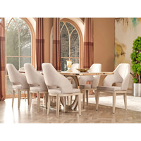 Ensemble de table à manger ronde en marbre pour 6 personnes avec structure en métal artisanal moderne pour la salle à manger à domicile