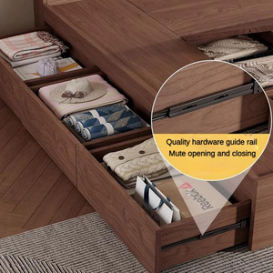 Nuovo stile di moda Up-holdered letto con comodini speciali prezzo all'ingrosso personalizzato noce king Size pavimento letto matrimoniale per bambini - Product Image 5
