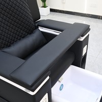 Fauteuil de pédicure électrique de luxe réglable, équipement de salon de massage des pieds sans plomberie avec bol en verre portable