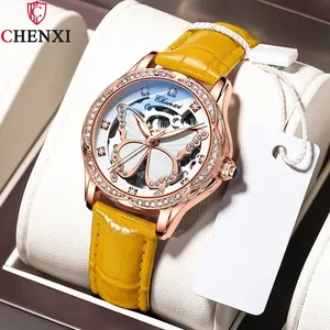 Часы наручные CHENXI женские Автоматические, брендовые Роскошные водонепроницаемые механические с бабочкой и турбийоном