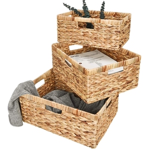 Premium Classic <b>Rectangular</b> Water Hyacinth Storage <b>Basket</b> With Lid Custom Logo Eco Friendly Bulk Vietnam Export - Product Image 4