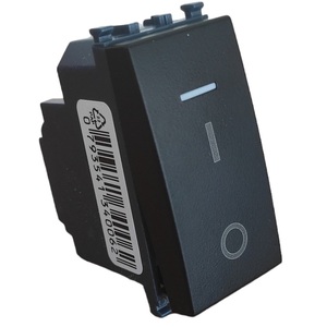 Interrupteur bipolaire noir compatible avec Vimar Arke 10A 250V AC, interrupteur à bascule mural - Product Image 1