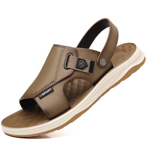 Sandalias planas para hombre, zapatos de playa con suela suave, color gris, negro, caqui, estilo deportivo juvenil, calzado cómodo de verano - Product Image 5