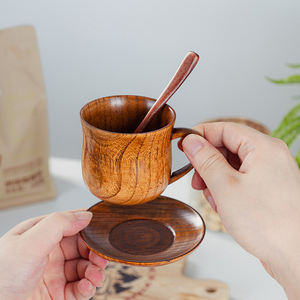 Tasse à café en bois massif de jujube, style japonais rétro, pour café, saké, lait ou thé, idéale pour hôtel ou maison - Product Image 2