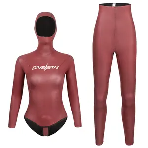 DIVESTAR Yamamoto Neoprene 3mm Women's Freediving Wetsuit Long Sleeve Two-Piece Top Pants Waterproof Sportswear For Sale