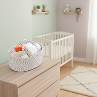 Panier de rangement pliable et léger en corde de coton tressée à aiguille courbée pour cuisine, salle de bain, articles divers et couches