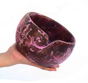 Grand bol à laine en bois fait à la main, durable, écologique, portable, artisanal, design lisse pour le crochet, le tricot, la laine - Product Image 2