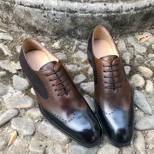 Goodyear welt estrutura marca sapatos para homens negócios Couro Real sola Oxford Vestido Sapatos - Product Image 1