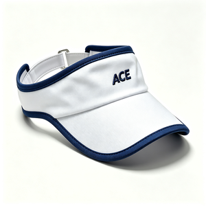 Unisex Sports Visor Cap White Navy Piping Tennis Sun Quick Dry Empty Top Custom Embroidery Outdoor Travel Running Wholesale - Product Image 4