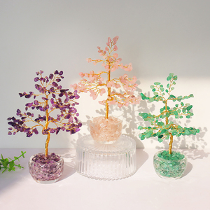 Кристаллическое дерево удачи и процветания Фэн-шуй для дома и офиса: Аметист, розовый кварц, кристаллическое дерево жизни в стеклянном горшке - Product Image 2