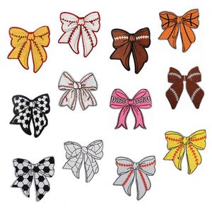 Patch thermocollant brodé à paillettes/sans paillettes, motif sportif (football, baseball), nœud rose, pour la décoration de chapeaux et de sweats à capuche - Product Image 1
