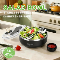 Bol à salade 1400 ml le plus vendu, panier à fruits, bol mélangeur en acier inoxydable, ensemble de bols à salade avec couvercle