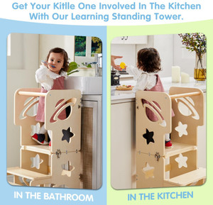 Meilleure vente tour d'apprentissage en bois Montessori pliable pour enfants tour debout pour tout-petit pour salle de bain et comptoir de cuisine - Product Image 4